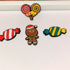 Gingerbread man and candy charms for crocs